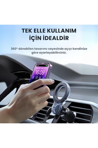 Polham Pro Süper Manyetik Araç İçi Telefon Tutucu, Havalandırma Sıkıştırmalı Stabil Telefon Tutucu
