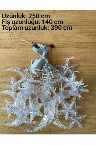 Ay Yıldız Perde Led 8 Mod Ramazan Led Işık Gün Işığı Ramazan Süsleme Led Aydınlatma Ramazan Işık Gün Işığı