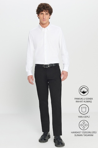 Ac&Co / Altınyıldız Classics Slim Fit Dar Kesim Pamuklu Esnek Chino Erkek Pantolon - Siyah