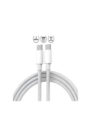Apple Macbook Uyumlu120w Usb-c To Usb-c Hızlı Şarj Ve Veri Aktarım Kablosu Hasır Örgülü Dayanıklı Tasarım 2 Metre Senalstore