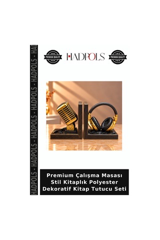 Premium Çalışma Masası Stil Kitaplık Polyester Dekoratif Kitap Tutucu Seti