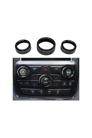 Jeemson Dodge Durango 2014-2020/jeep Cherokee/grand Cherokee 2014-2021 İçin Klima-volüm Regülatör Düğme Kapağı Siyah 3'lü Alüminyum Set