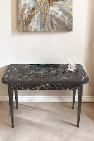 Familieconcept Tulca Serisi 70x110 Siyah Mermer Desen Mdf Masa Sabit Mutfak Masası