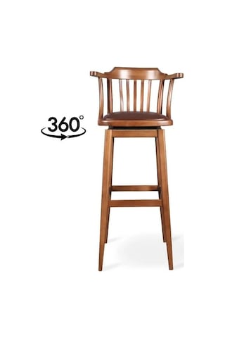 Arven Döner Ahşap Bar Sandalyesi Ceviz