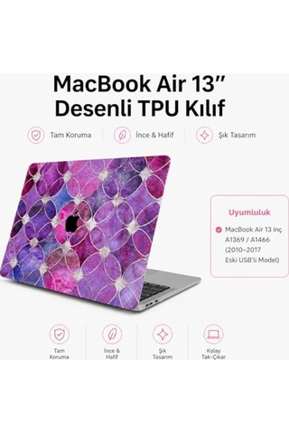 Uyumlu Air 13 Inç Kılıf Tpu Lazer Baskı Darbe Emici Ince Hafif Tam Uyum A1466 A1369 2010 2017 Eski Usbli Seri Beyaz Diğer