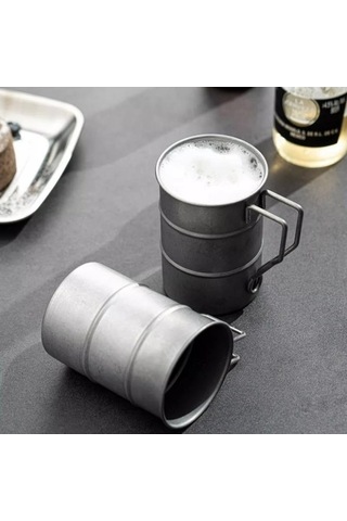 Createtech Altın Açık Retro Kupa, Vintage Kamp Kahve Kupa 500ml Altın