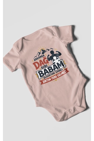 Morivokids Babaya Özel Kısa Kollu Bebek Body %100 Pamuk Zbn209-kk Pastel Pembe