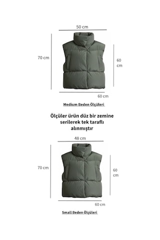 Feg Store Dik Yaka Düğme Detaylı Cepli Haki Renk Kolsuz Şişme Mont-yelek
