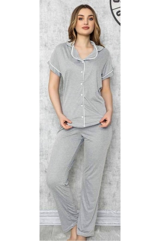 Limissi 618 Gri Önden Düğmeli Pijama Tk