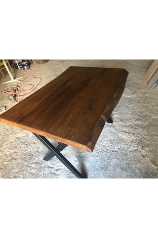 Bintaşmobilya Ceviz Rengi Gürgen Ağacı Kütük Masa Imalatı 80X120.Cm