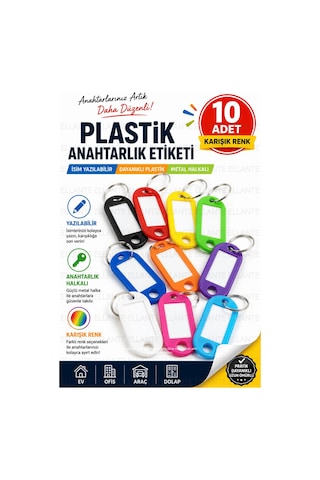 10 Adet Karışık Renk Plastik Anahtarlık Etiketi Yazılabilir İsimlik Anahtar Etiketi Metal Halkalı Bo