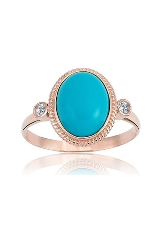 Büyük Oval Mavi Taşlı Altın Yüzük