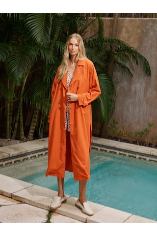 Xint Kiremit Keten Karışımlı Oversize Trençkot 290429