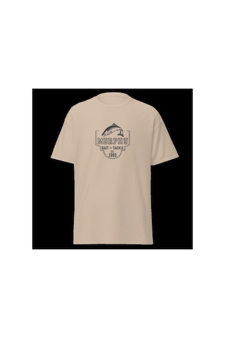 Wildstyle Murphys Bait Tackle Vintage Balıkçılık Olta Balıkçı Baskılı Unisex Bisiklet Yaka Pamuklu Tişört Camel
