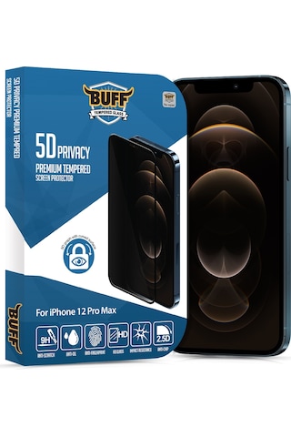 Buff Apple Uyumlu iPhone 12 Pro Max 5D Privacy Ekran Koruyucu