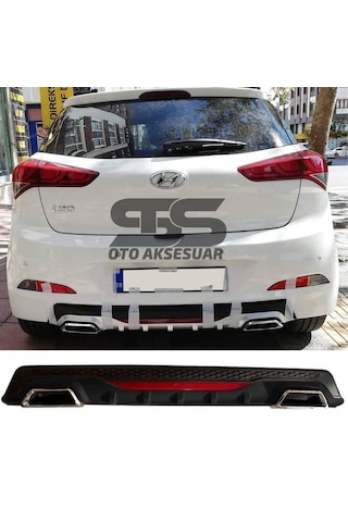 Hyundai İ20 Difüzör Arka Tampon Eki 2 Egzoz Çıkışlı Siyah Reflektörlü