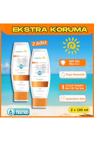 Organicsun Spf 50+ Yüz Ve Vücut Güneş Kremi 100 Ml 2'li Set