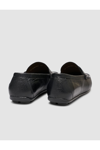 Cabani Hakiki Deri Dokulu Siyah Erkek Loafer Ayakkabı Siyah