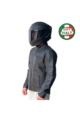 Scudo Teksas 4 Mevsim Hakiki Deri Erkek Motosiklet Ceketi