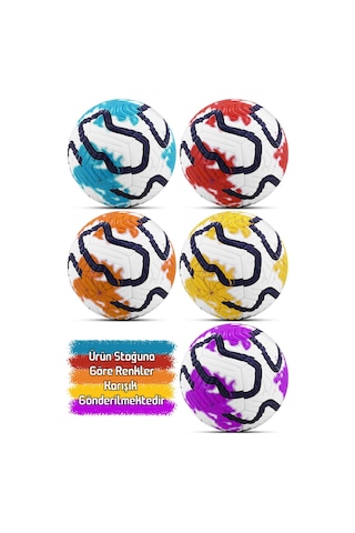 Telvesse Futbol Topu Color Pompalı Set Sert Zemin Halı Saha Futbol Topu Hibrit No:5 Çok Renkli