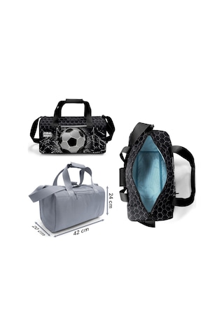 Coral High Erkek Çocuk Siyah Beyaz Futbol Desenli Çocuk Valizi Ve Seyahat/spor Çantası Seti Çok Renkli