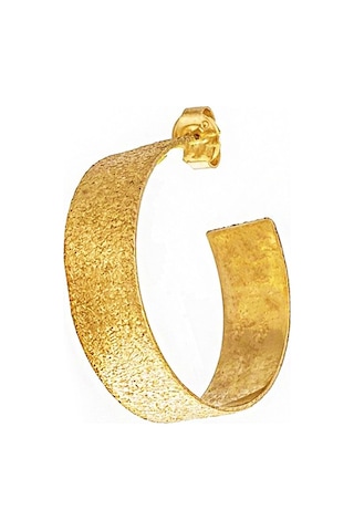 Masaliko Dövme Halka Gümüş Küpe - 925 Ayar Gümüş, Şık Altın Kaplama Altın