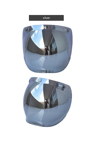 Suofeng Motorsiklet Kaskı Güneşlik, Pc Malzeme Bubble Lens, Güneşten Koruma, Kolay Kurulum, Çoğu 3-kanca Kaska Uyumlu, Gümüş Rengi