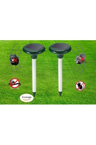 Xindoker 2 Adet Güneş Enerjili Ultrasonik Sıçan Kovucu, Toplu Alüminyum Boru Tipi, Yerleştirilebilir, 15.5x15.5x32.5 Cm