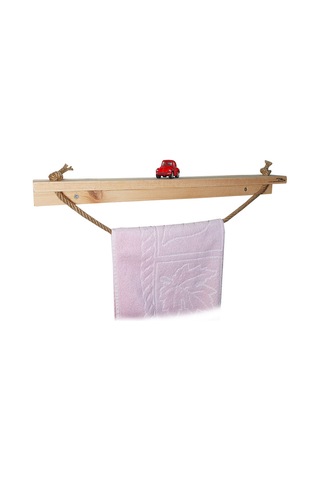 Doğal Ahşap Banyo Havluluk Tuvalet Kağıtlığı Havlupan Jüt İpli Ahşap