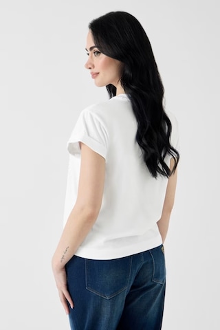 Guess Round Straslı Logo Kadın Regular Fit T-shirt W6yı18k4331 Beyaz