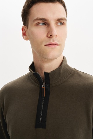 AR-MA Arma Erkek Regular Fit Yarım Fermuar Dik Yaka Sweatshirt Selanik Örme %65 Pamuk %35 Polyester K30554698102 Haki