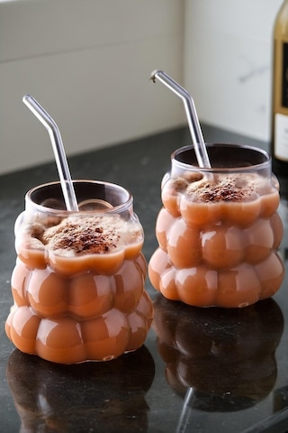 4 Adet Üzüm Kabartmalı Borosilikat Cam Bardak Sunumluk Pinterest Bubble Bardak Soğuk Kahve Bardağı 350 Ml Şeffaf