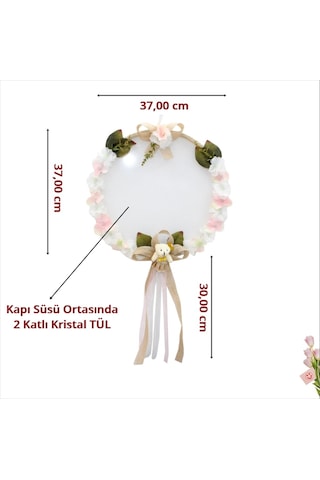 Süslebabypartystore Çiçekli Ve Ayıcıklı 37Cm Kasnak Kapı Süsü Çok Renkli