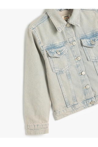 Koton Pamuklu Uzun Kollu Cep Detaylı Denim Ceket Lıght Indıgo 5skg20022ad Açık Mavi