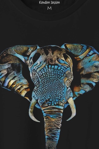 Renkli Fil Silüeti Elephant Animal Belgesel Doğa Çizim Baskılı Tişört Unisex T-shirt 001