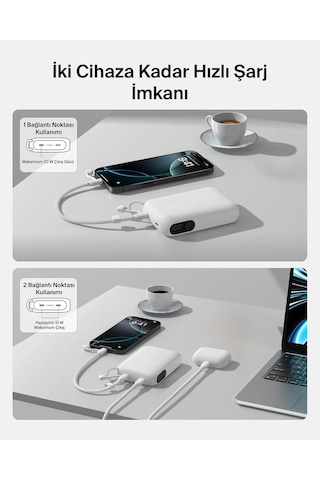 Belkin Bpb027hqwh Boostcharge 10.000 Mah 20w Usb-c Powerbank Dijital Göstergeli Taşınabilir Şarj Cihazı - Beyaz Siyah