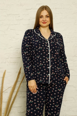 Akbeniz Kadın Pamuklu Cepli Uzun Kol Büyük Beden Pijama Takım 202 (519884273)