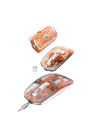 Sessiz Tıklama Çift Modlu Bluetooth Ve Alıcı Şeffaf Mouse Fare 26310698