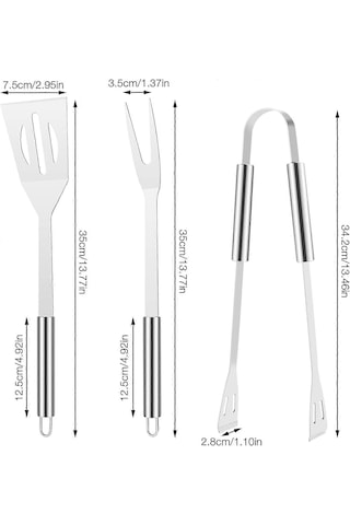 Çantalı 3 Parça Barbekü Izgara Mangal Aksesuar Seti Çatal,maşa,spatula
