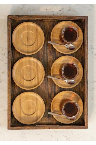 Bambu Çay Tabağı Seti - 6 Parça, 10 Cm Bambu
