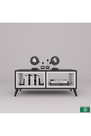 Orta Sehpa Modern Açık Raflı Antrasit - Beyaz