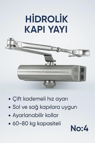 Kapı Hidroliği, İki Kademeli Hız Ayarı, Tersine Çevrilebilir, Sol Ve Sağ Kullanım, Ayarlanabili