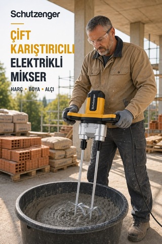 2700w Çift Karıştırıcılı Alçı Boya Harç Karıştırıcı Elektrikli Makine Sarı 728z