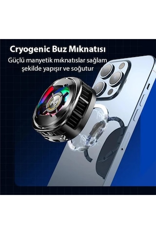 Coofbe Göstergeli Rgb Işıklı15w Magsfe Uyumlu Kablolu Soğutma Levhalı Ultra Telefon Soğutucu Radyatör 3 Modlu