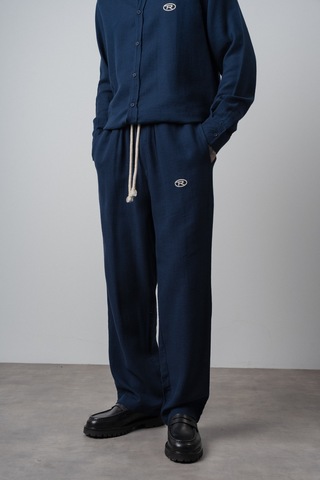 Respire Erkek R Nakışlı Müslin Baggy Pantolon Lacivert