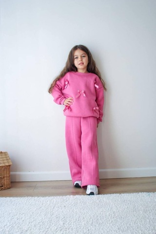 Jeliboomkidswear Kız Çoçuk Kurdele Detay 2 Li Takım Pembe