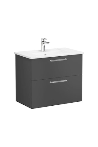 VitrA Root Flat Iki Çekmeceli Lavabo Dolabı 80 Cm Mat Fırtına Gri 68286 Çok Renkli