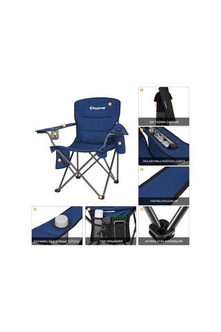 Kingcamp Lotus Xl Cool Ice Ultra Konforlu & Takviyeli Kamp Sandalyesi Blue Mavi