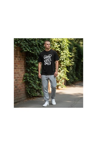Urbantrendstore Unisex Good Vibes Only Oversize Fit Rahat Geniş Salaş T-shirt Günlük Tişört Siyah