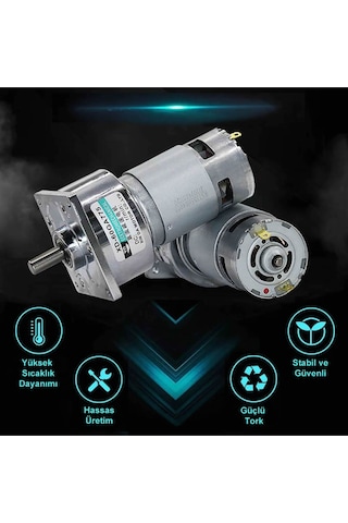 Xd-60ga775 Dc Motor 24v 30rpm 35w 40kg.cm Yüksek Tork Kuvvet Metal Dişli Redüktörlü Robot Cnc